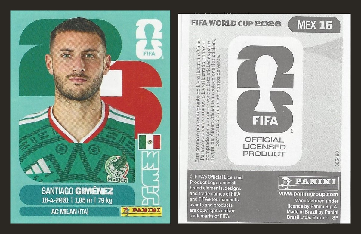 2026 Panini FIFA World Cup MEX16 Santiago Giménez Mexico Sticker, LATAM
