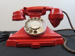 Vintage GPO Telephone No.162 Bakelite Rotary Phone External Bell Type Red
