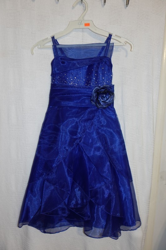 BRAND NEW KIDS LOVE GIRLS ROYAL BLUE PARTY DRESS SIZE 4 WITH SHEER WRAP