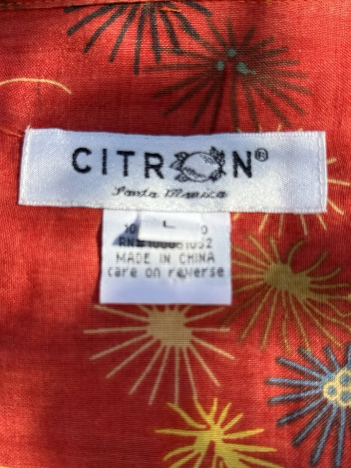 Blusa para mujer vintage Citron Santa Monica roja bordada - 100 % bambú - talla L Foto 3 de 4
