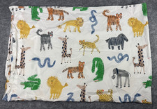 Pottery Barn Kids Pillowcase Silly Safari Animals Organic Cotton Whimsical Cover