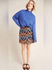 Maeve Anthropologie Zig Zag Sequined Mini Skirt Multicolor 8 Glam Maximalist