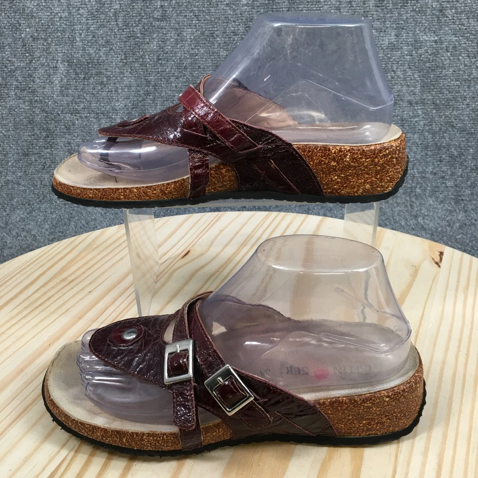 Sandalias Haflinger para mujer 38 tanga borgoña puntera informales cómodas tacones de cuña Foto 2 de 4