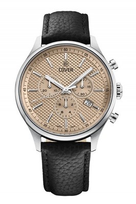 COVER CO220.08 Chapman Chrono 2 Champagne/Black Herrenuhr mit Lederarmband Saphi