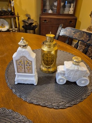  1960s Avon Royal Coach Collectible Milk Glass, Casey's Lantern,Bird Of Paradise