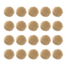 20Pcs Fluffy Soft Faux Fur Pom Poms for Hats with Elastic Loop, Khaki