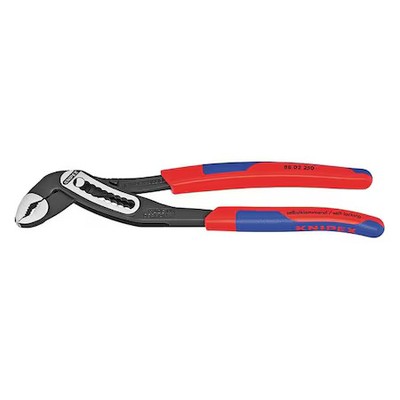 Knipex 88 02 250 10 In V-Jaw Tongue And Groove Plier Serrated, Bi-Material Grip