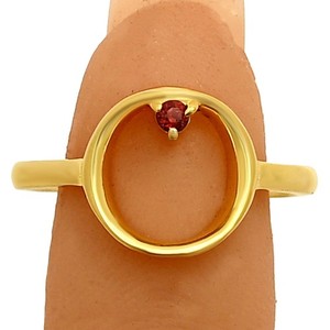 Authentic 18K Gold Plated Brass Open Circle Gemstone Ring Minimalist Modern Style TGR1039