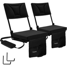 SunnyFeel 2-Pack Extra Wide Stadium Bleacher Seats Back Support, Portable BLACK