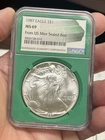 1987 $1 American Silver Eagle Coin NGC MS69 Green Core From US Mint Sealed Box
