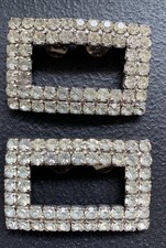 Vintage Silver tone and Rhinestone Shoe clips
