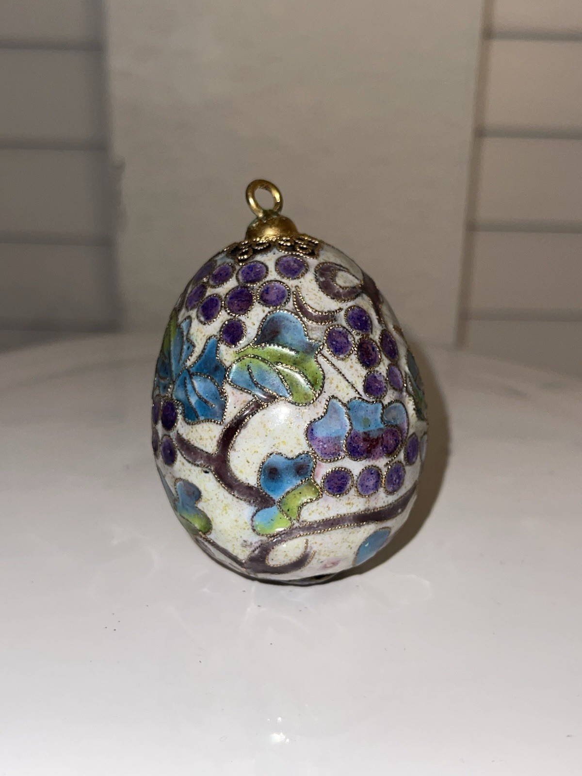 Vintage Victorian Style Cloisonne Egg Ornament Christmas Ornament
