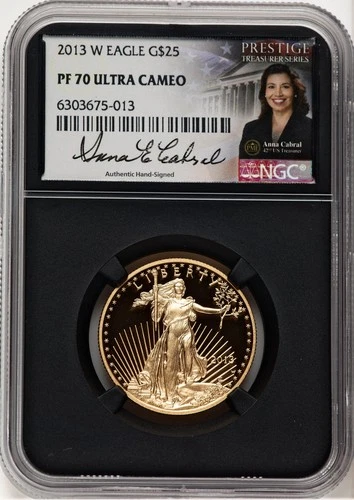 2013-W Proof Gold Eagle 1/2 oz Anna Cabral Prestige Treasurer Series NGC MS70