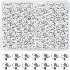 800 Pieces Crimp Bead Covers for Jewelry Making, 4Mm Open Half round Crimp Bead