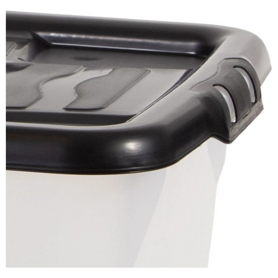 Strata Curve 30L Clear Plastic Storage Box and Lid Underbed Stackable 60x40x17cm - Image 3 of 4