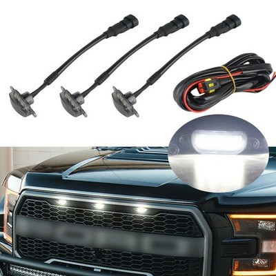 Für Ford F-150 Raptor Frontgrill 3 Stück Smoked Lens White LED Lampe Lauflicht