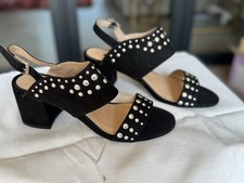 Black Studded Block Heeled Sandal Size 7