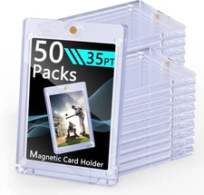 50 Pack Magnetic Card Holder 35PT U-V Protection Hard Trading Game Card Case