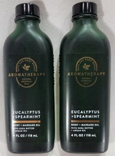 Bath Body Works Aromatherapy EUCALYPTUS SPEARMINT Body Massage Oil 4 oz x2