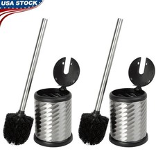 Stainless Steel Toilet Brush Set Self-Closing Holder Hygienic Decorative Storage