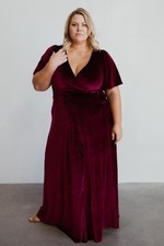 Baltic Born Womens Plus Sz 3X Size Red Velvet Wrap Maxi Dress Event Bridesmaid