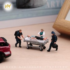 1/64 3D Painted Hospital Rescue Set Scene Mini Figures Diorama Doll For Car Toys