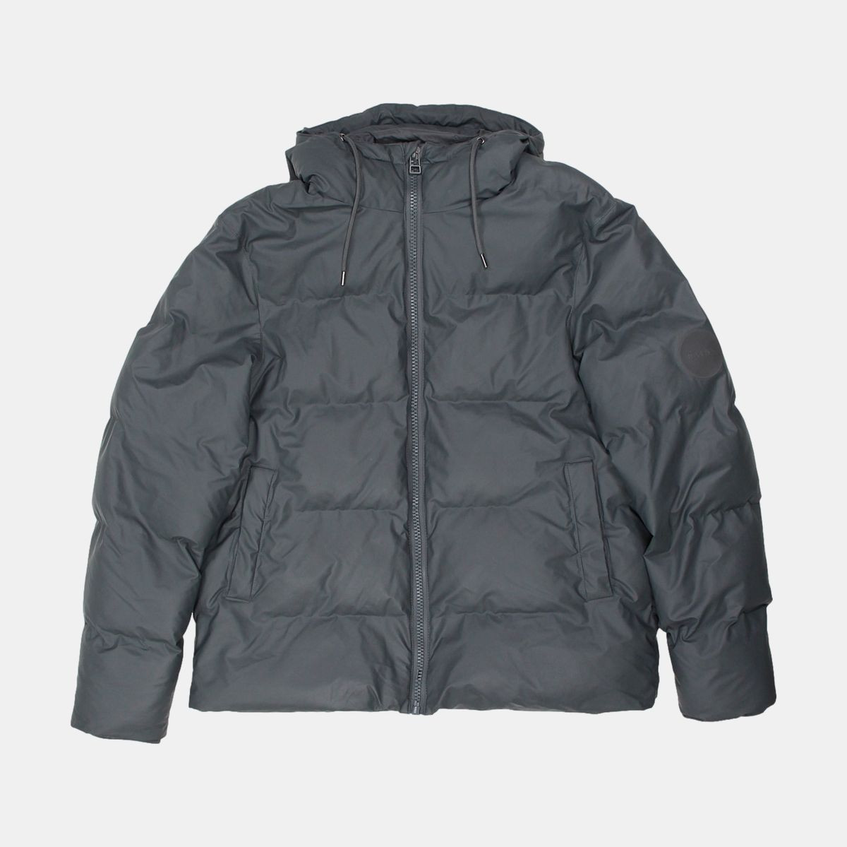 Rains Alta Mid-Length Puffer Jacket for Men in Grey Size S Polyurethane