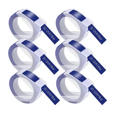 6PK Compatible for Dymo 521206 Label Maker 3D Emobssing Tapes White on Blue 1/2"