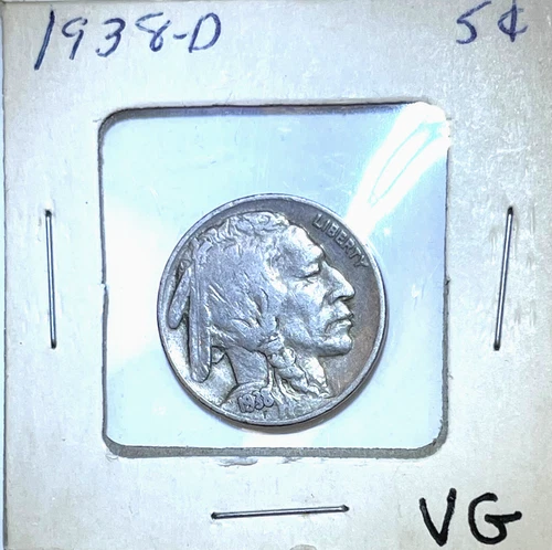 1938-D Buffalo Nickel  -  Very Good+ (VG+)
