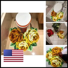 Ukeler Rose Floral Bathroom Rugs Yellow Rose Flower Area Rugs Non Slip