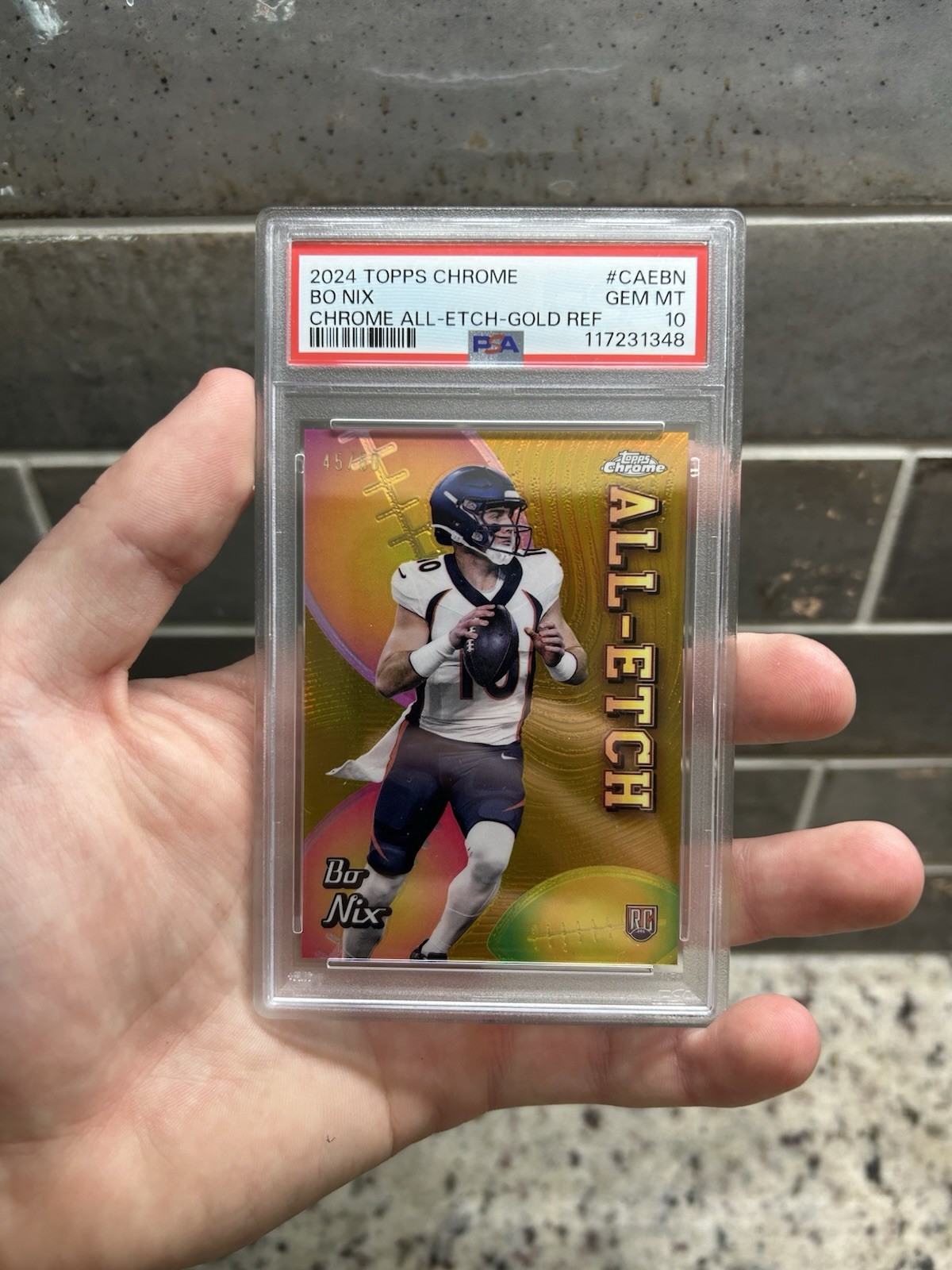 Bo Nix Topps Chrome Chrome All-Etch #CAEBN Gold Refractor