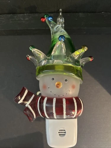 Department 56 Christmas Tree Snowman Head Glitter Plug In Night Light 2003
