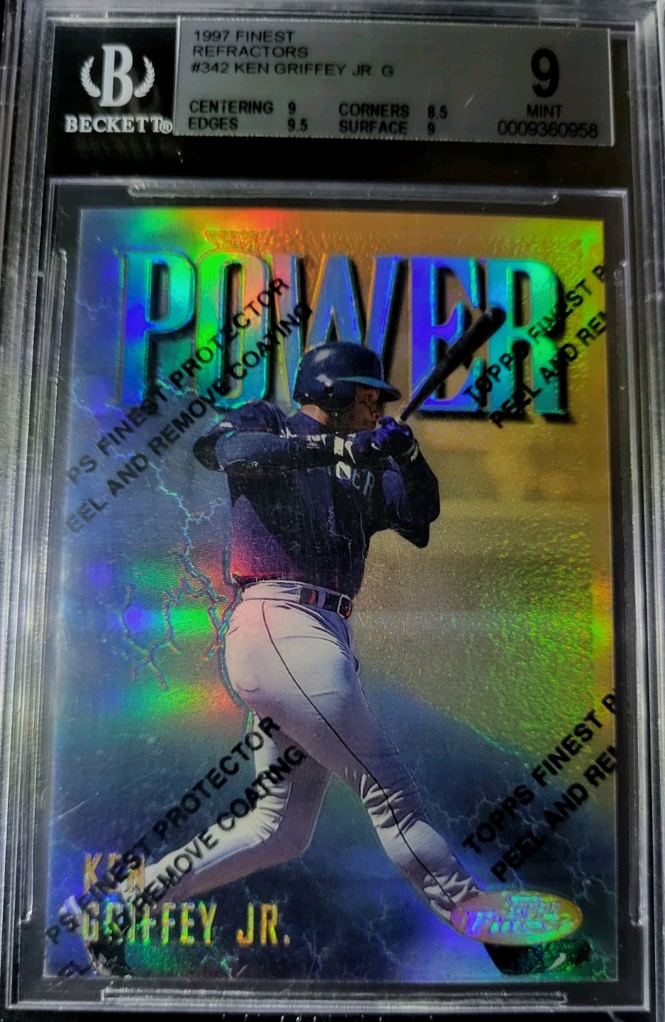 1997 FINEST KEN GRIFFEY JR GOLD REFRACTOR RARE #342 WITH COATING 9