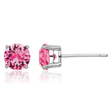 925 Sterling Silver Pink Crystals Stud Earrings