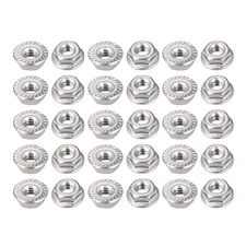 1/4-20 Sawed Hex Flange with Locking Nuts, 304 Stainless Steel, 30pcs