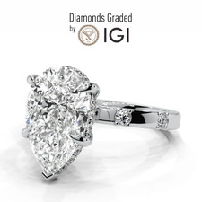 IGI Cert 2.30 Ct D VS2 Pear Cut Lab Diamond Engagement Ring Platinum 900
