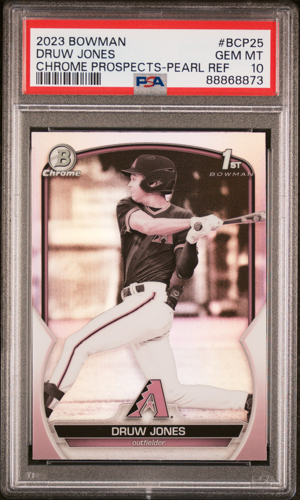 2023 BOWMAN CHROME PROSPECTS PEARL REFRACTOR #BCP25 DRUW JONES PSA 10