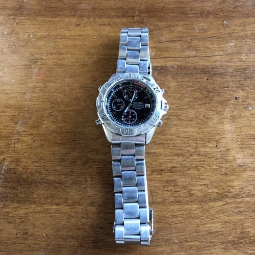 Vintage Seiko 7T32-7F69 Mens Alarm Chronograph Diver Watch 100m Great Condition