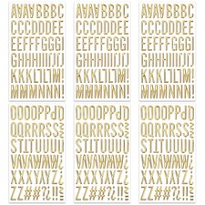 6 Sheets 3D Gold Letter Stickers, Foam Alphabet Stickers and Number Sticker f...