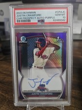 2023 Bowman 1st Justin Crawford #/250 Purple Refractor Auto PSA 10 Phillies 🔥 