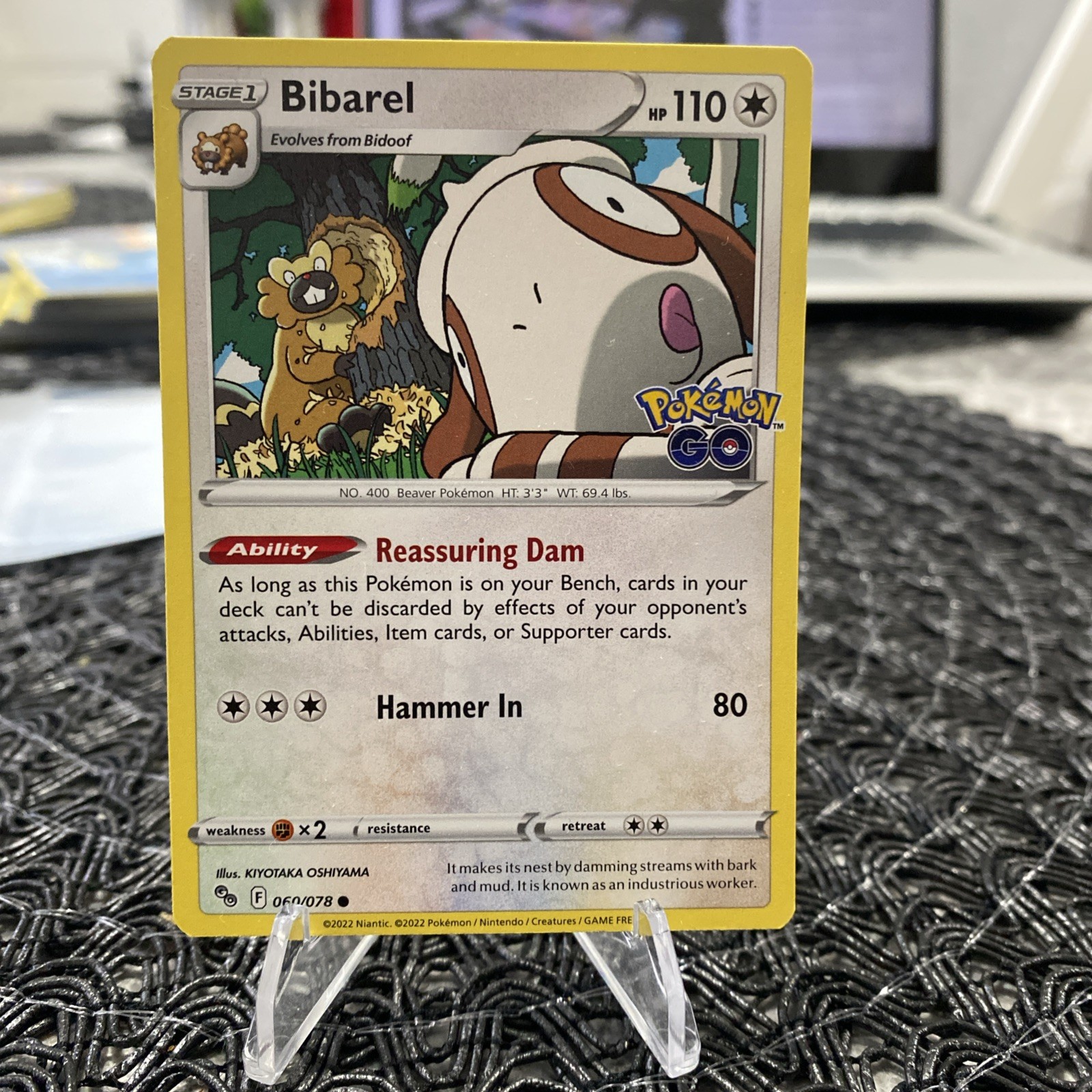 Pokémon TCG Bibarel Pokemon GO 060/078 Regular with Surprise Visit By Smeargle