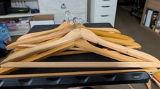 6 Wood Wooden Suit Hanger with Trouser Bar.