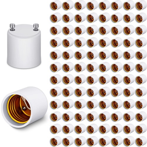 100 Pack Gu24 to E26 E27 Adapter for Led Light Bulbs, Heat Resistant up to 39...