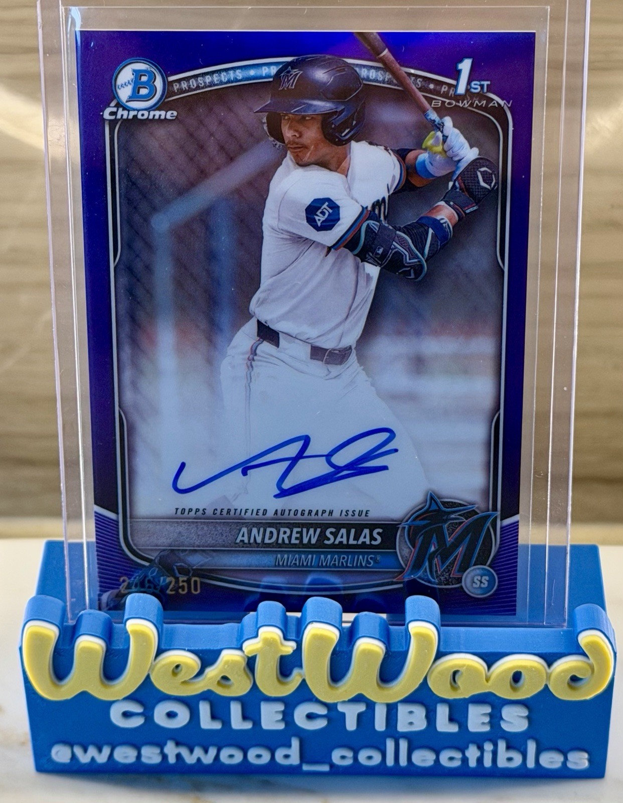 2025 Bowman Chrome Andrew Salas 1st Auto Purple /250 - Miami Marlins