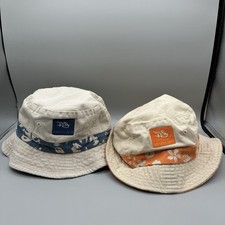 Panama Jack Kids Youth 4-6 Set Of 2 Bucket Hats Orange Blue Beige Vacation