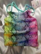 More than Magic Girl's Snake Print w/ Halo Shimmer Tankini. Size: XS 4-5 Green