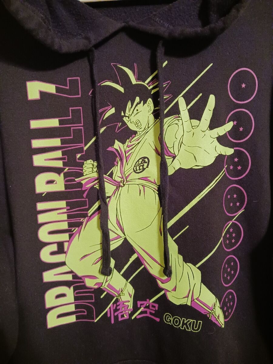 Dragon Ball Z Goku Pullover Hoodie Black Purple & Green Sz Dragon Ball Z Goku Pullover Hoodie Black Purple & Green Sz