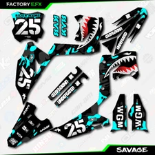 Restyle Black Cyan Savage Racing Graphics Kit fit 03-08 Kawasaki Kx125 KX250