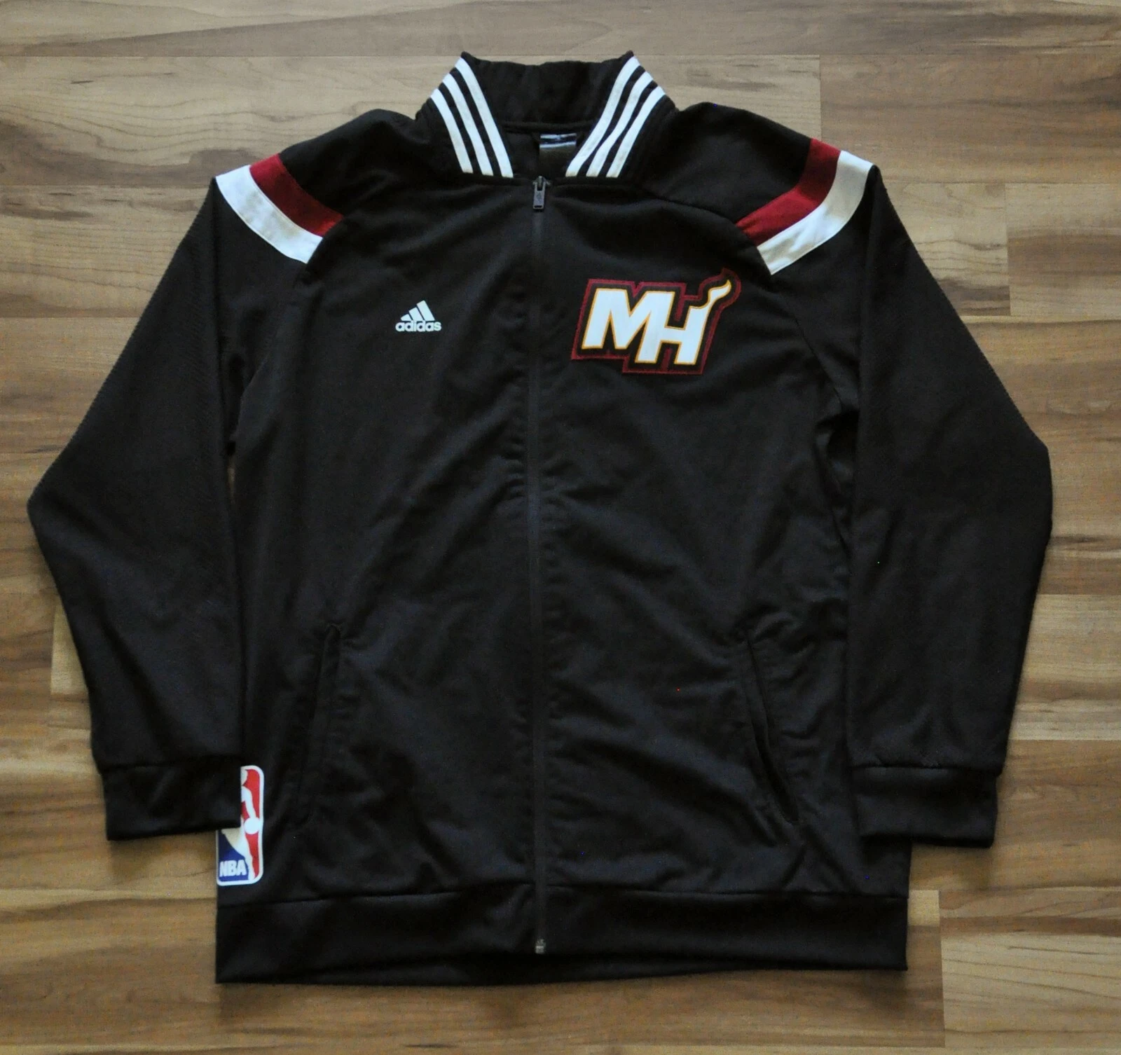 Miami Heat Adidas Jacket MH On Court Warmup 14/15 LeBron Wade Black NBA Men XL