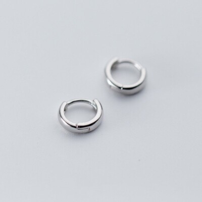 Tiny Solid 925 Huggie Earrings-Sleep Wearing Long Last-conch cartilage Hoops